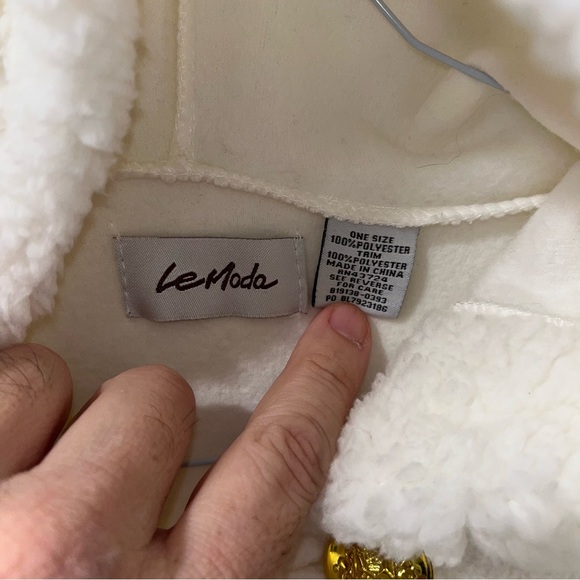 Le Moda Ladies Sherpa Trim Hooded Wrap Winter Collection One Size poncho cream - Picture 8 of 10